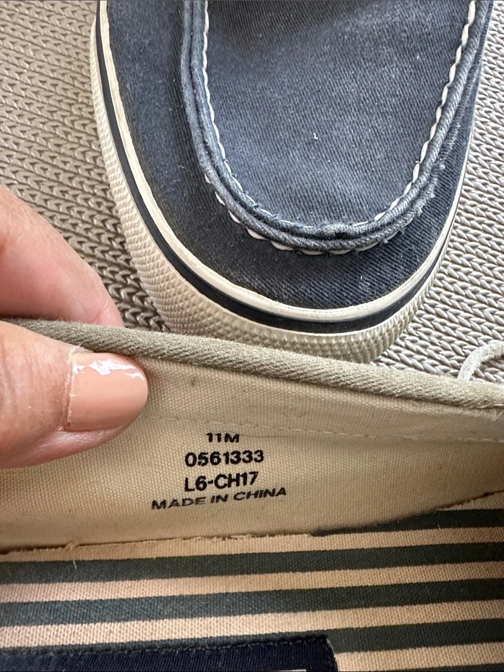 Sperry Two-Tone Canvas Boat Shoes in Navy and olive green